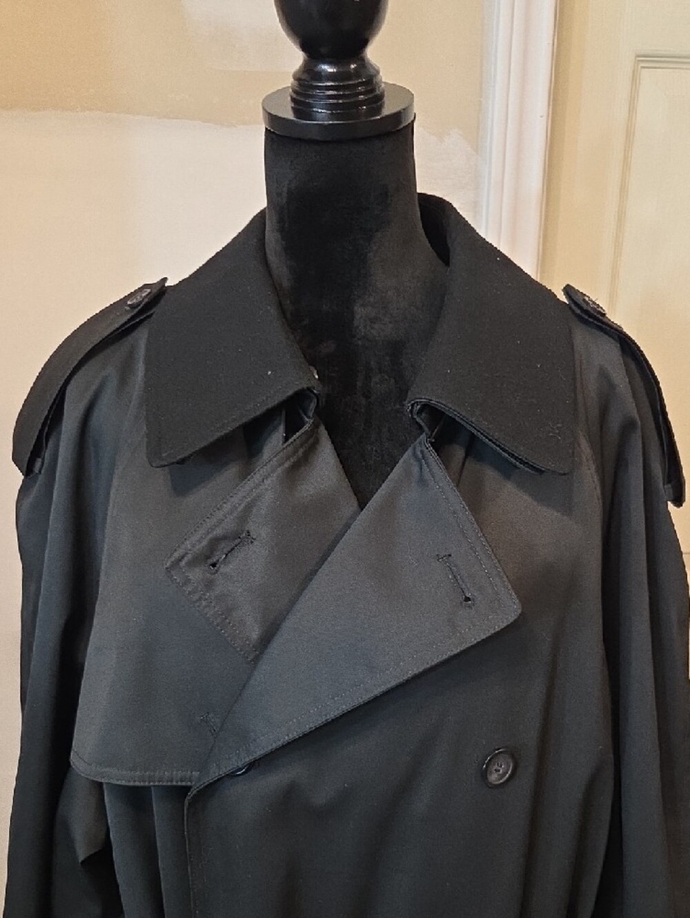 Ralph Ralph Lauren Black Wool Blend  Double-Breasted Trench Coat Jacket - Picture 6 of 16